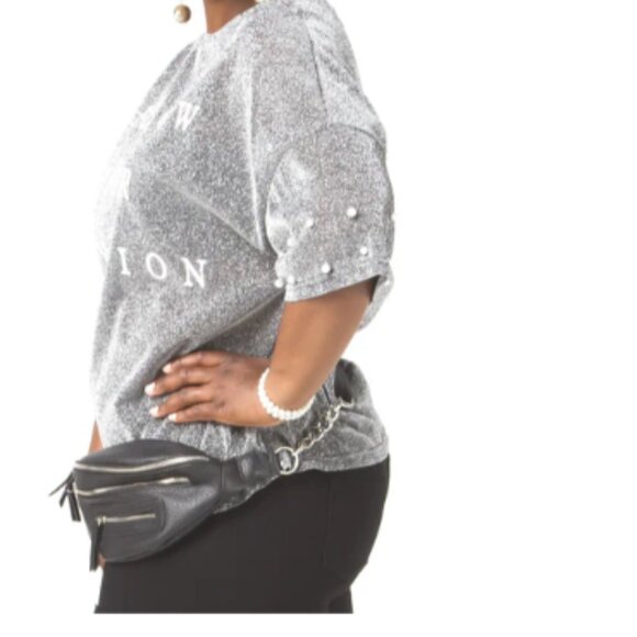 CURVE INTUITION SHEER GLITTER SHIRT (1XL) SIZE 14 - Picture 2 of 6